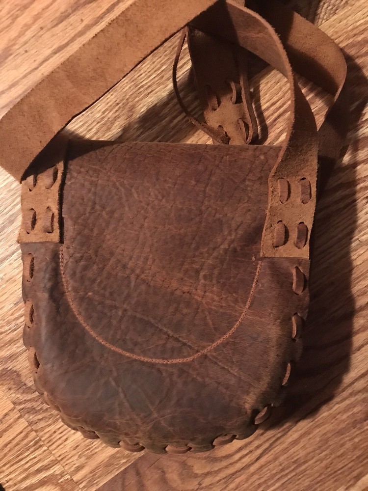 Handcrafted brown Leather Bag, muzzleloading hunting possible bag,black powder