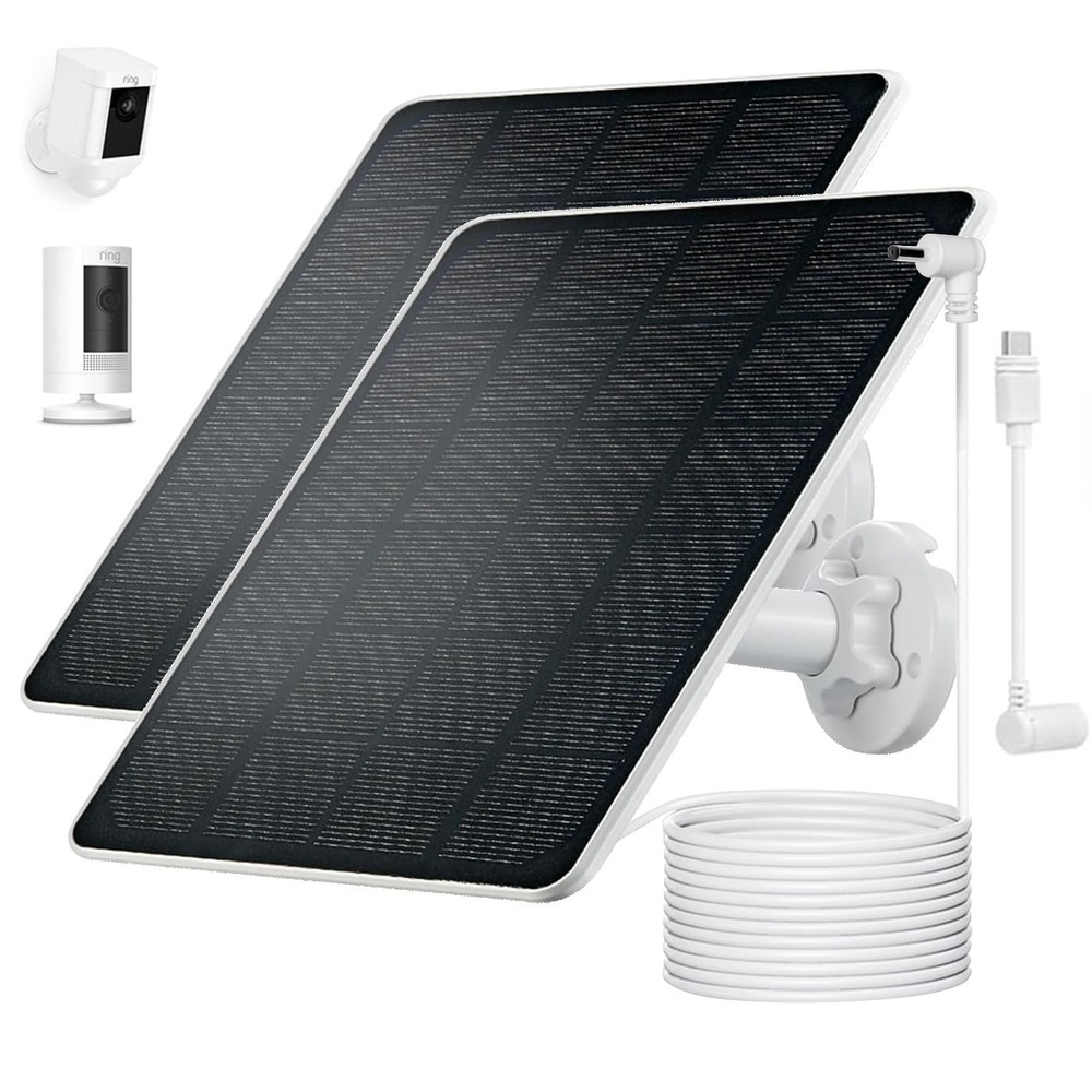 Ring Camera Solar Panel Charger, Compatible with Stick Up Camera, 2Pack