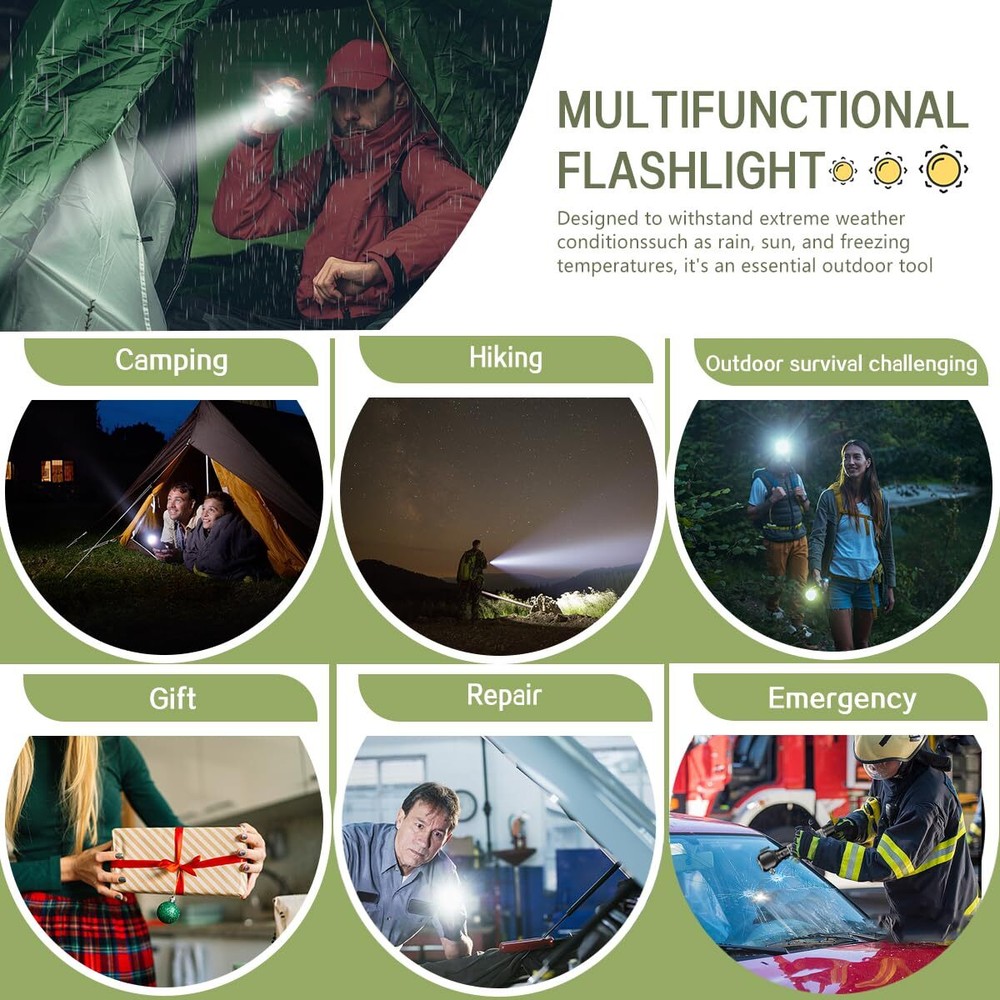 Rechargeable Solar Powered Flashlight Multi Function LED Tactical Flashlight ...