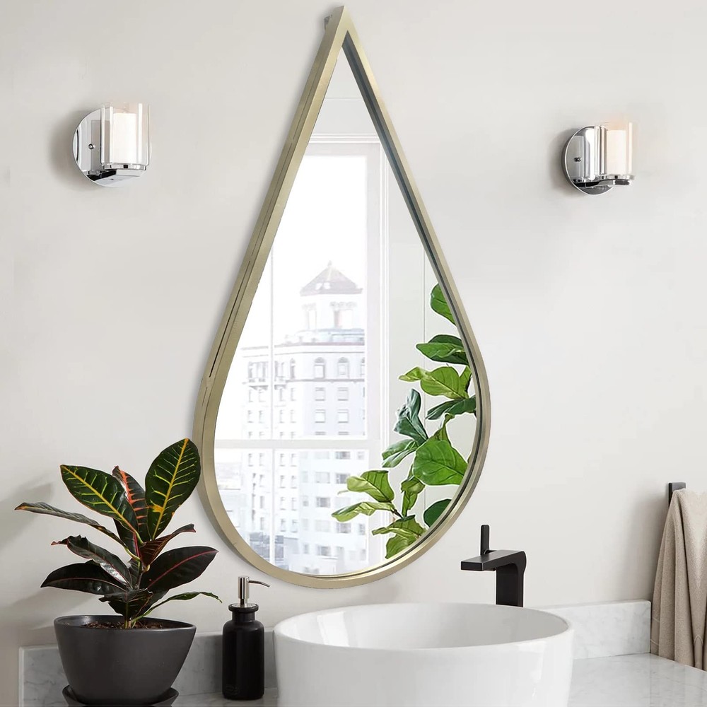 Wall Mirror Decorative Mirrors Mounted Decor Rain Tear Drop Shape Wall-Mounte...