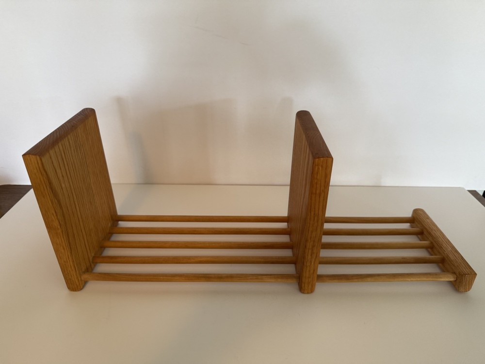 Vintage Oak Sliding End Adjustable Desktop Book Shelf Bookcase