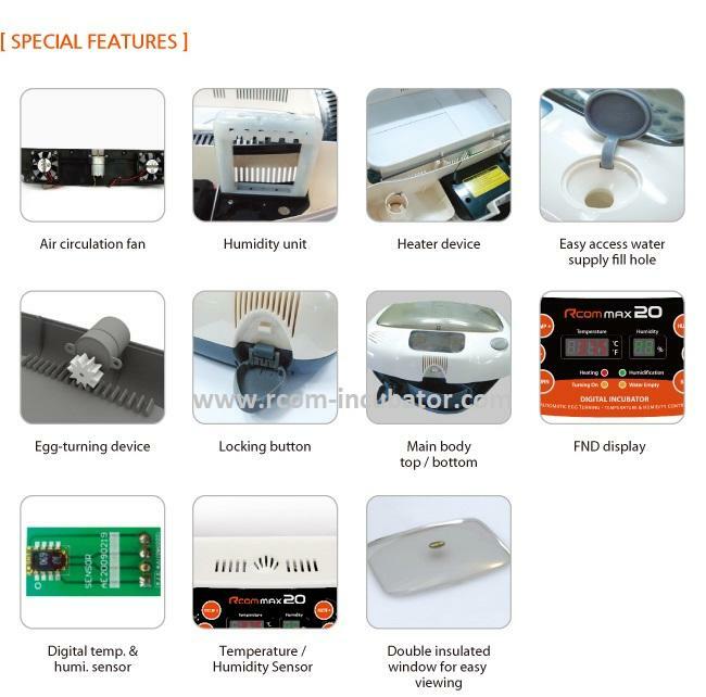 Rcom Max 20 MX-20 Digital Fully Automatic Incubator with Autoturn Egg Functions