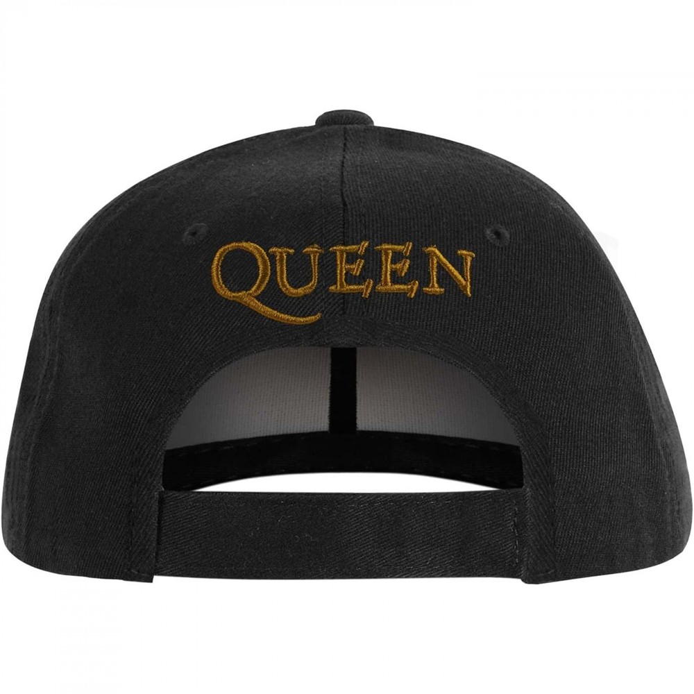 Queen Golden Crest Logo Adjustable Snapback Hat Black