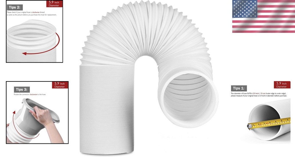 Extendable Air Conditioner Hose - 78" Length, 5.9" Diameter