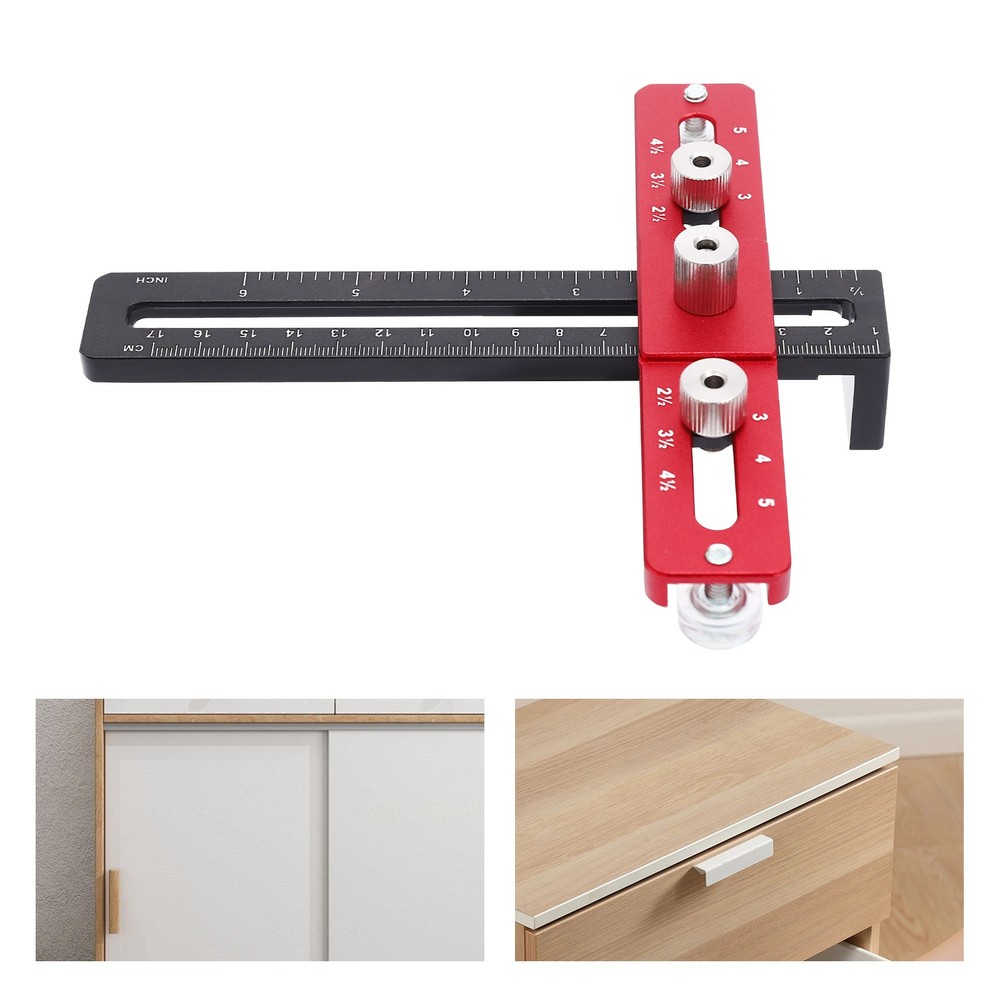 Woodworking Drill Guide with 2 Drills, Drilling Positioning Guide Ruler Tool