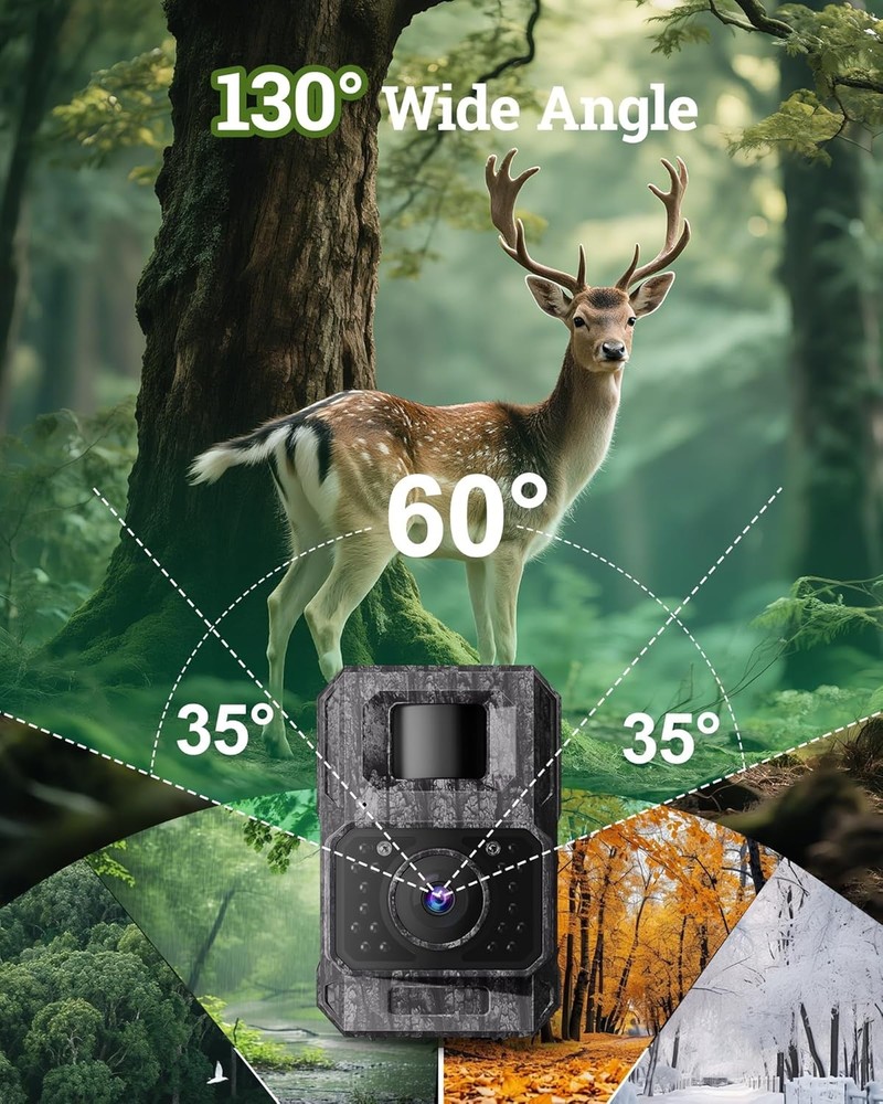 MAXDONE Solar Trail Camera WiFi Bluetooth - 4K 64MP Game Camera with 6000mAh Bat