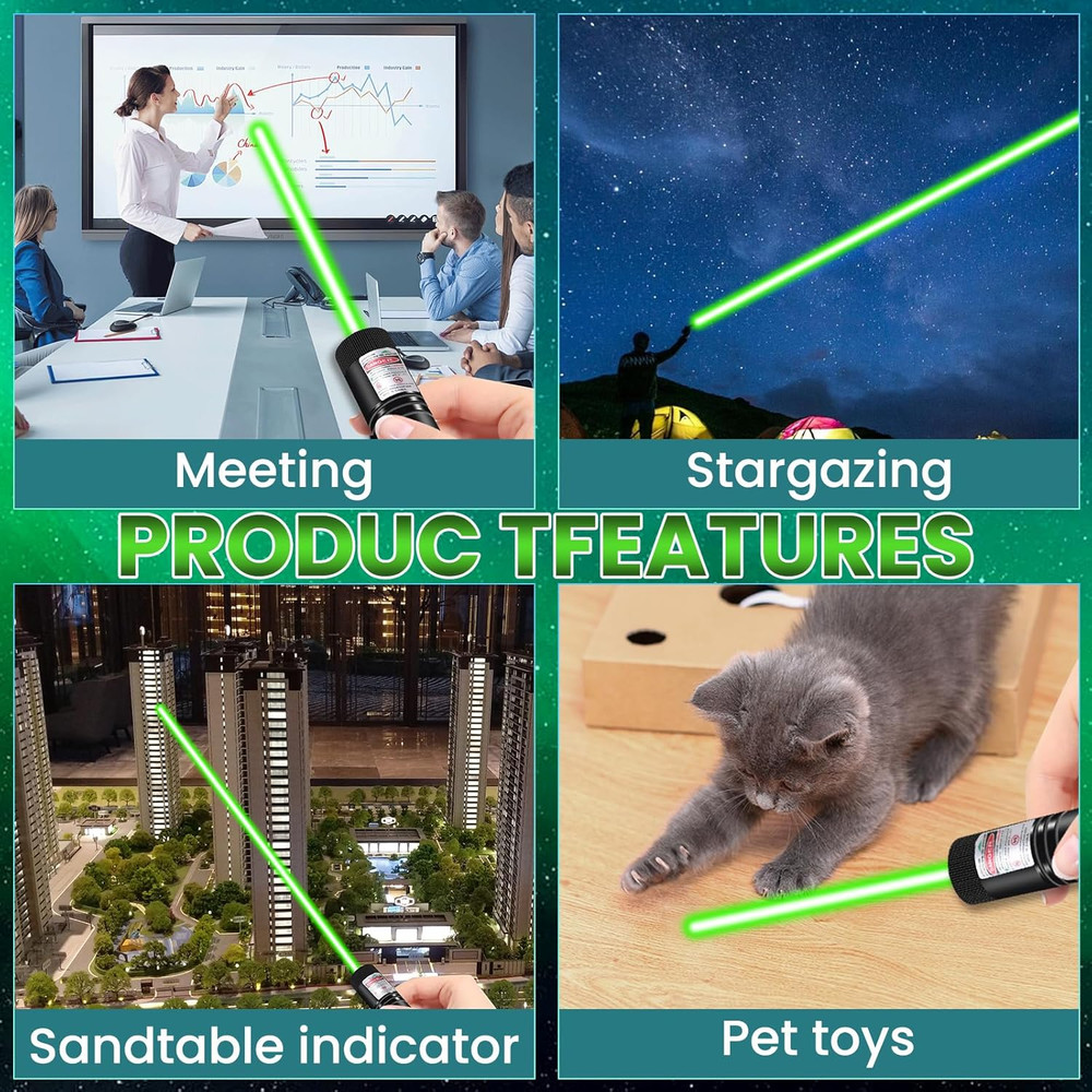 Long Range Laser Pointer, Rechargeable Flashlight with Green Laser Pointer for N