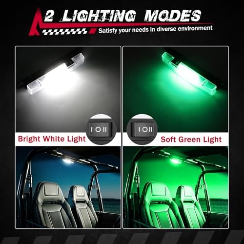 UTV Interior Dome Light with Switch, Roll Bar Cage Mount Dome Green and White