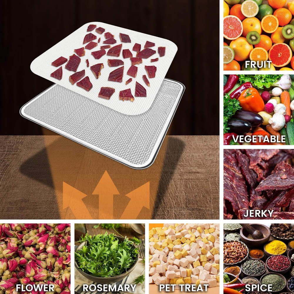 15 Pack Silicone Dehydrator Sheets,Non-stick Food Fruit Dehydrator Mats