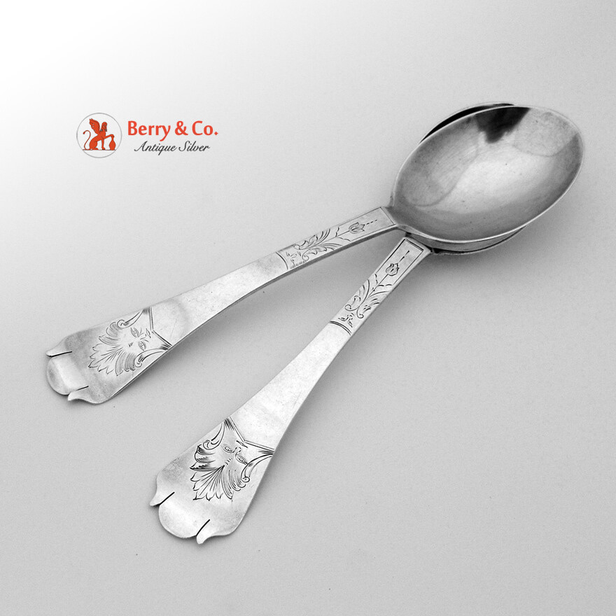 Swedish 830 Silver Serving Spoons Pair Hallberg 1897