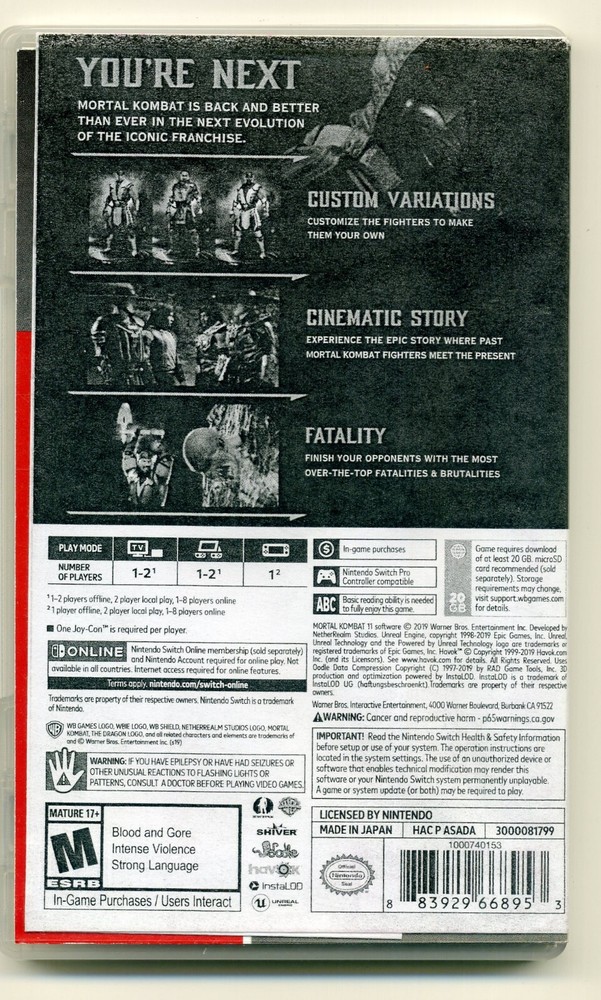 Mortal Kombat 11 - Nintendo Switch - CASE ONLY