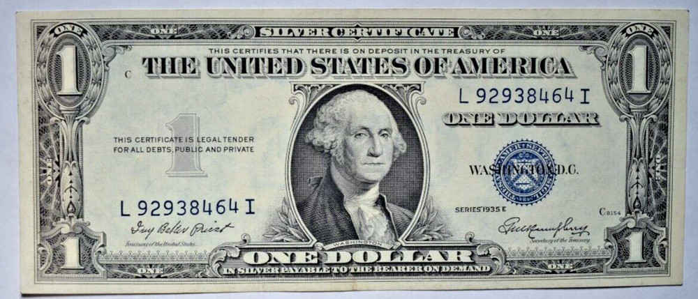 1935-E $1 SILVER CERTIFICATE ~ INSUFFICIENT INKING ERROR! SHARP AU/UNCIRCULATED!