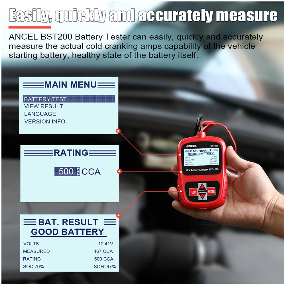 ANCEL BST200 12V Car Battery Load Tester Digital Analyzer 1100CCA Multi Language
