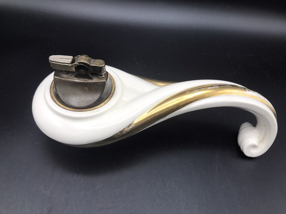 MCM Ronson FANTASY Ceramic and Gold Table Lighter