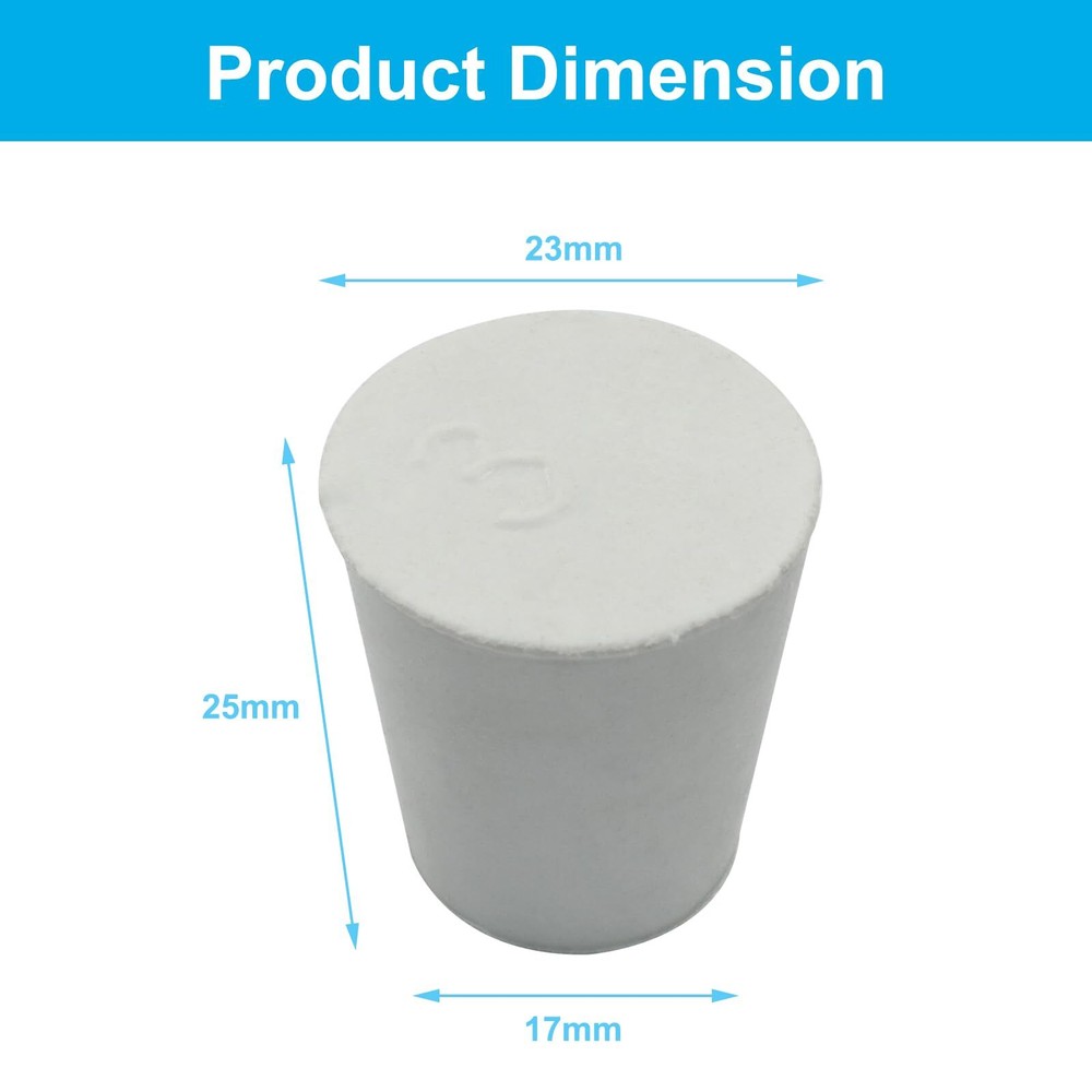 10 Pcs White Solid Rubber Stoppers 3# Tapered Lab Bungs Solid Rubber Stoppers...