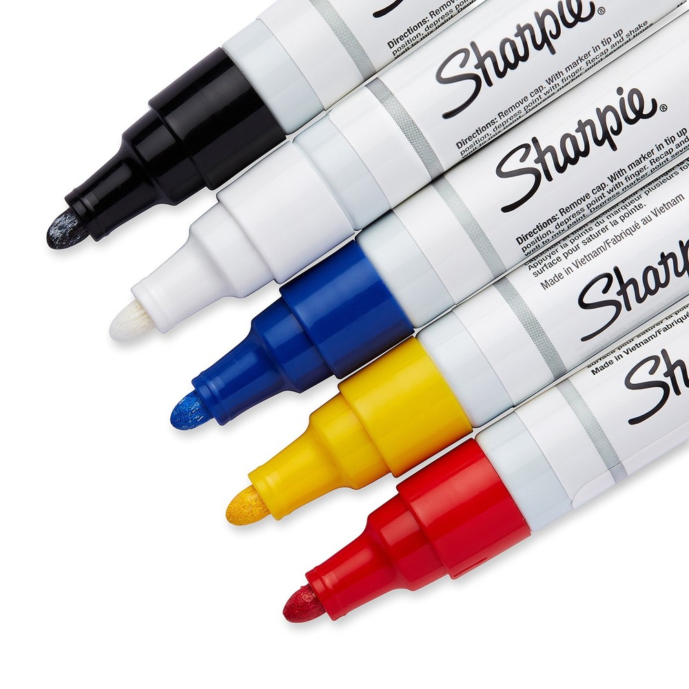 Sharpie Oil-Based Paint Markers Medium Point Assorted Colors 5 Count - Great...