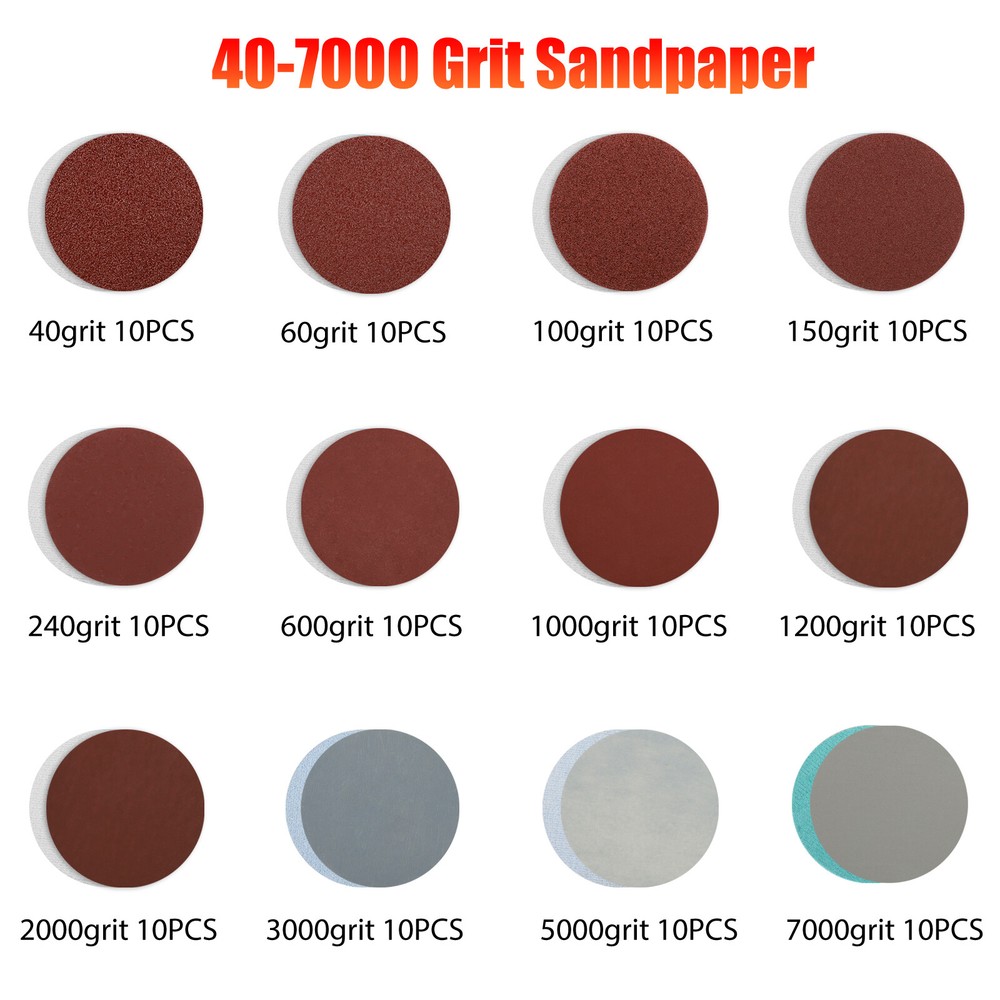 132Pcs 3" Sanding Discs Foam Buffering Sponge Pad Sander Paper + Drill Adapter