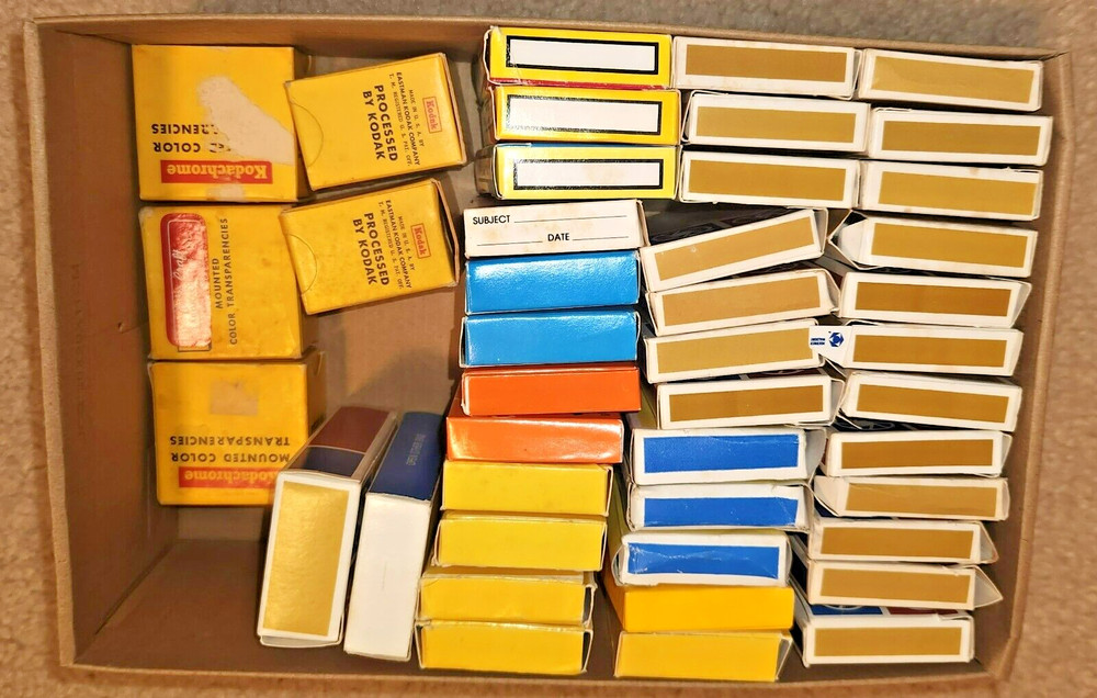 43 Total - 35mm Slide Storage Cases - Various Styles (Cubes are Plastic Holders)