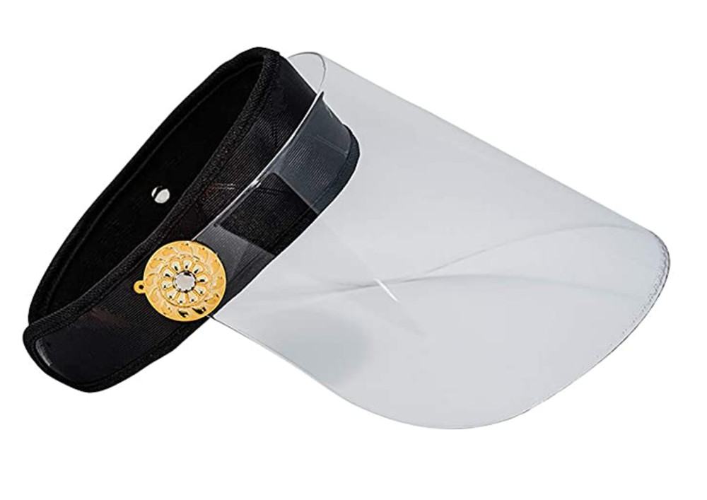 Bluestone Sunshield Hard Lens Clear Face Shield Gold Hardware Chin Strap