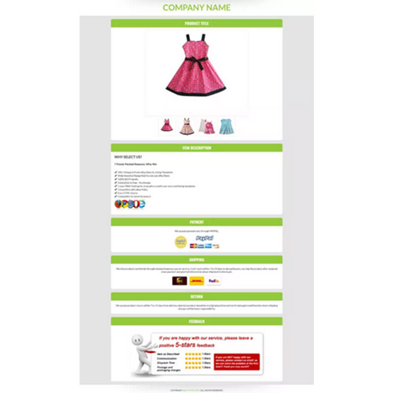 Ebay Listing Template HTML Professional Mobile Responsive Design 2025 Universal