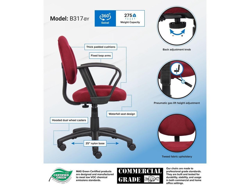 BOSS Office Products B317-BY Task Chairs