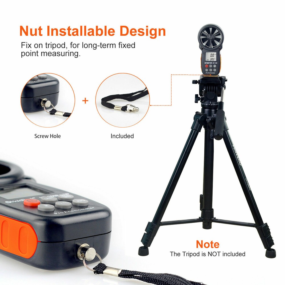 6.5" BT-100-APP Wind Speed Meter Anemometer Handheld Digital Air Flow Velometer