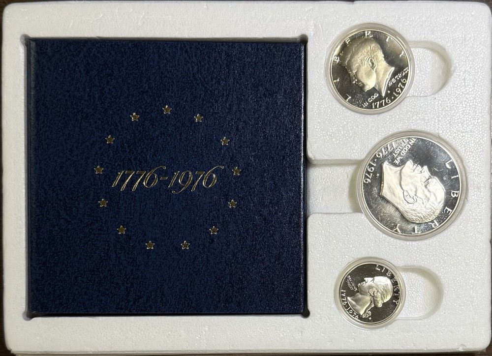 1976 Bicentennial Silver Proof 3 Coin Set US Mint