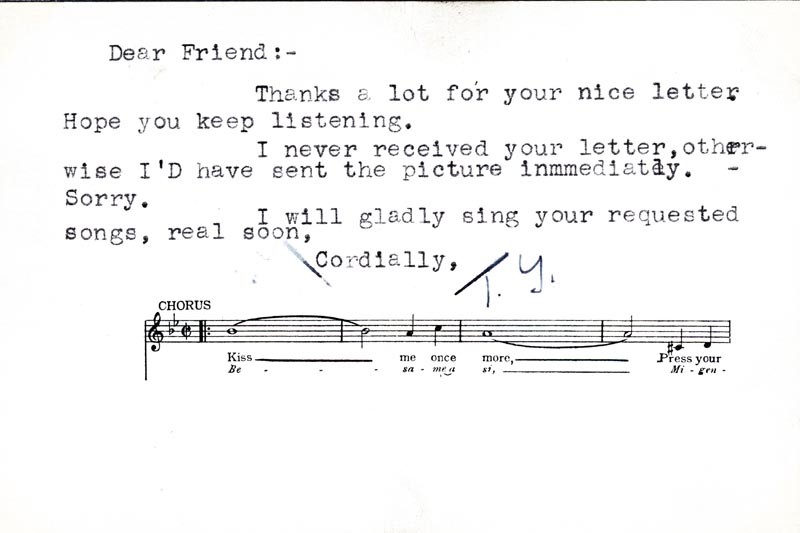 TITO GUIZAR - TYPED NOTE SIGNED