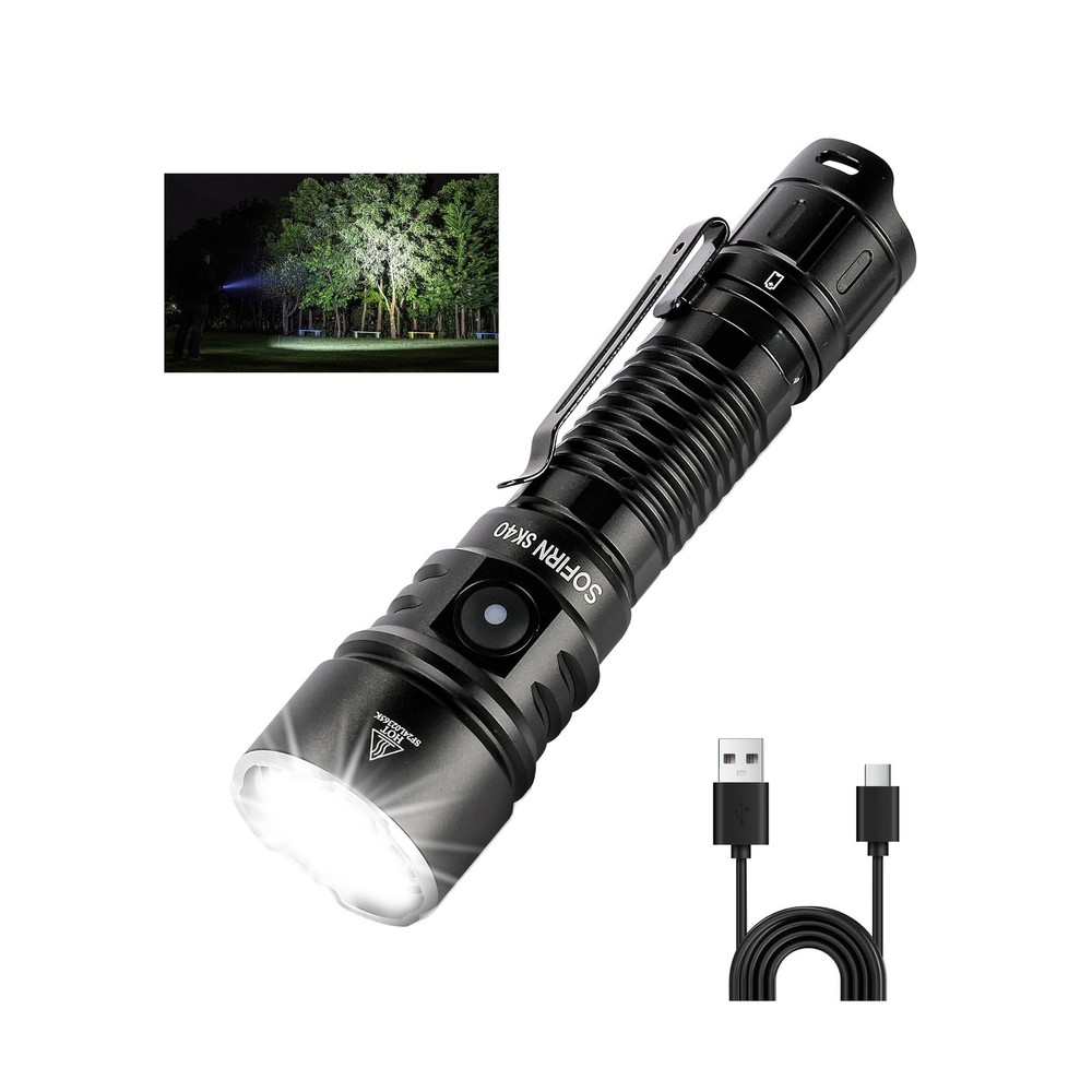 sofirn SK40 Tactical Flashlight 3200 Lumens, Rechargeable EDC Flash... Fast Ship