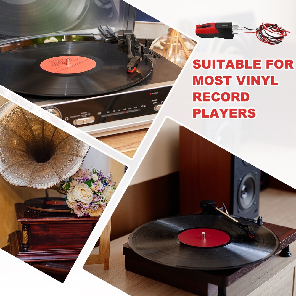 1 Pack Record Player Needle, Record Player Cartridge with Turntable Needle, Red