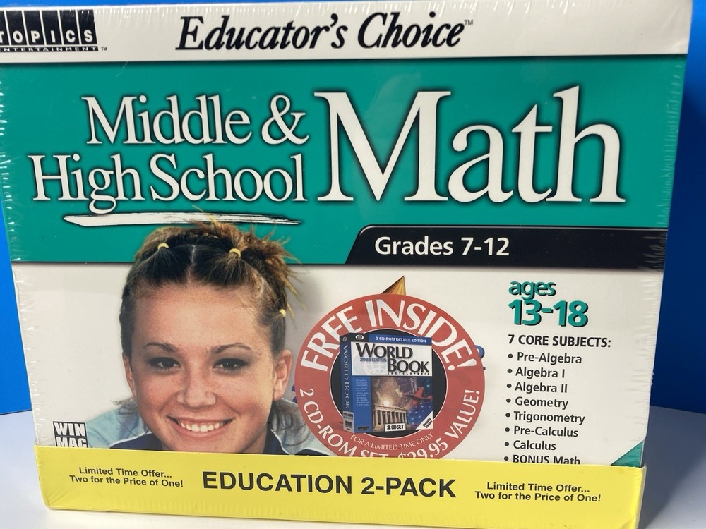 Vintage Educator's Choice Middle High School Math and Excelerator PC CD ROM NOS