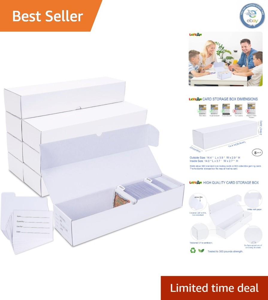 Eco-Friendly 8-Pack Card Storage Solution - Foldable & Sturdy 1000 Card Capacity