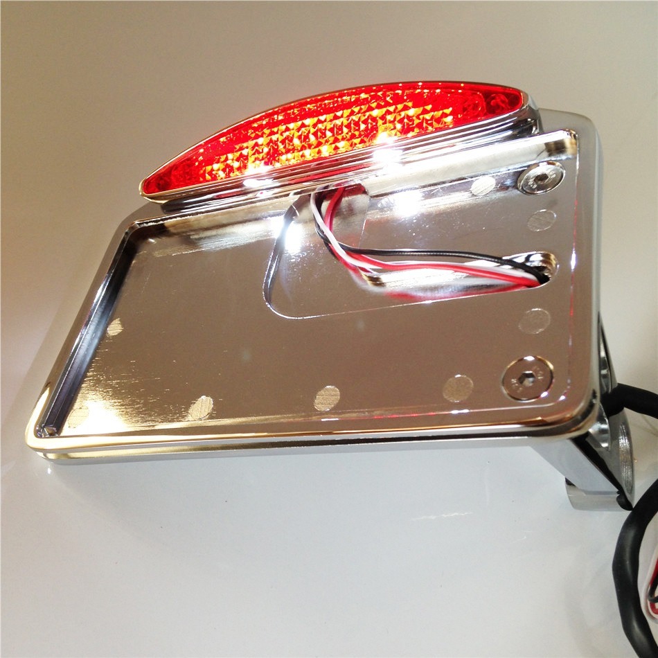 Side Mounted License Plate Assembly Chrome Led Tail Brake Light