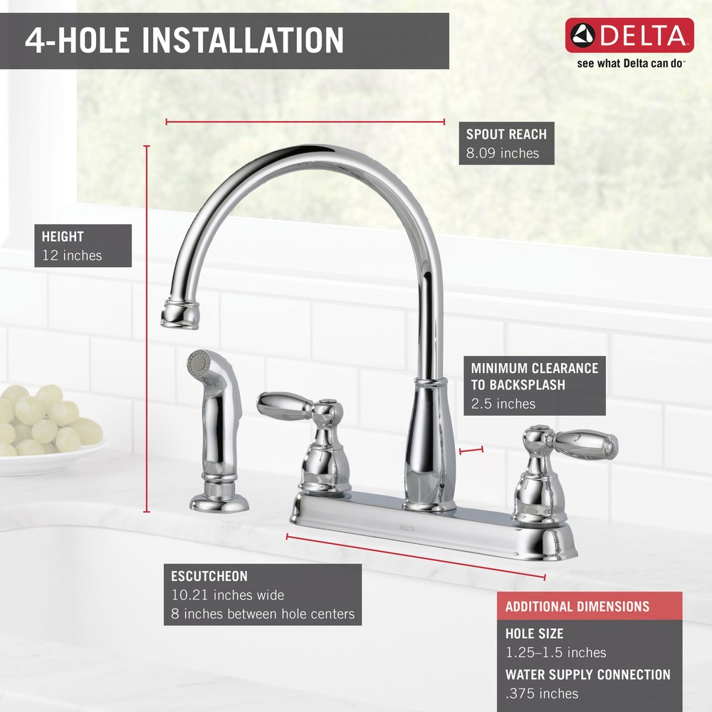Delta Foundations Kitchen Faucet w/ Chrome-Certified Refurbished