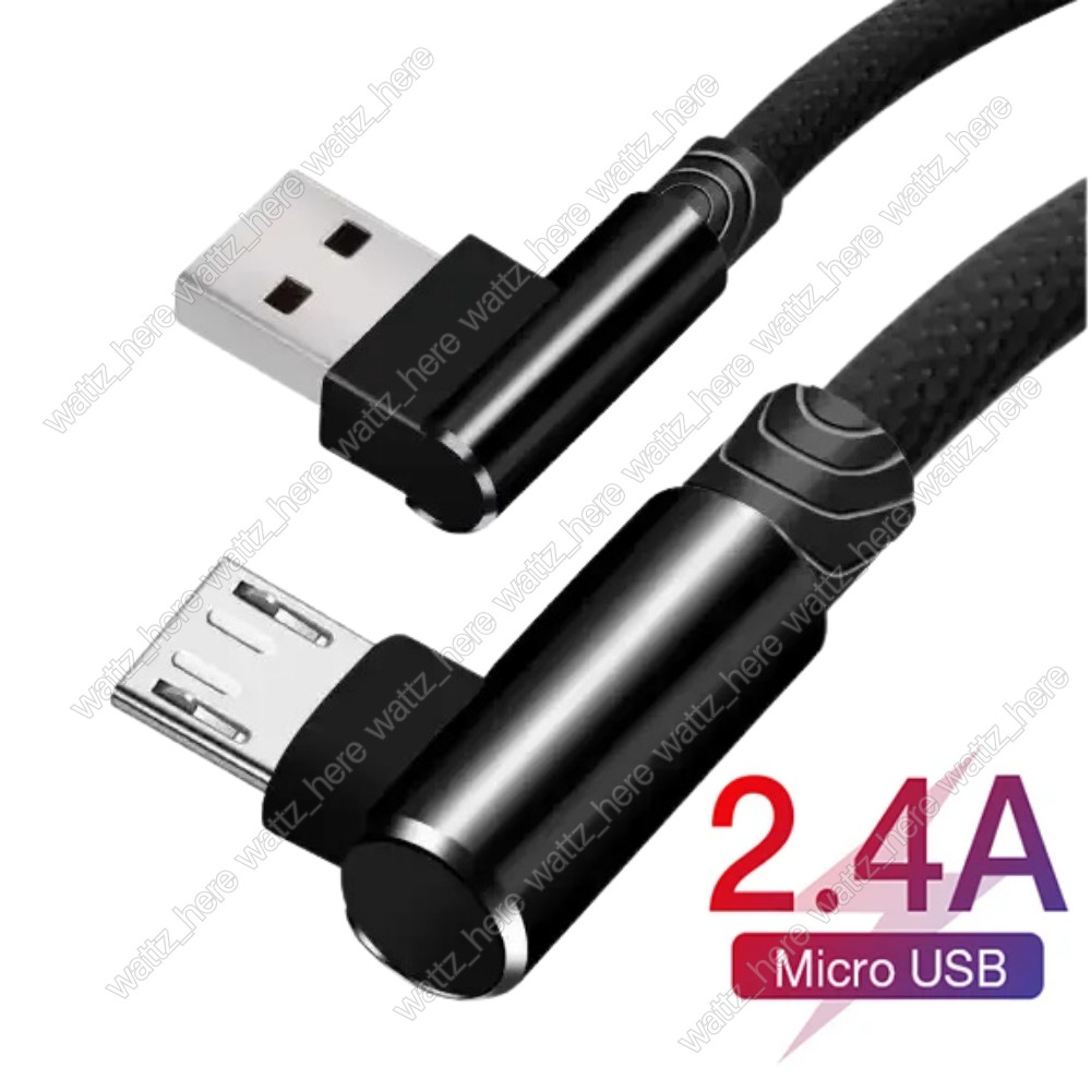 Double 90 Degree Right Angle Micro USB Charge Data Nylon Braided Cable 3/6/10FT