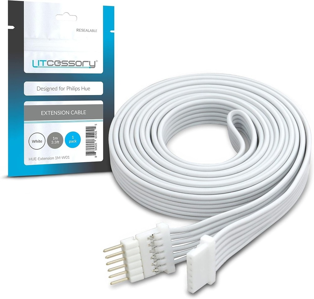 Extension Cable for Philips Hue/Solo Lightstrip 3.3ft, 1 Pack, White - Micro ...