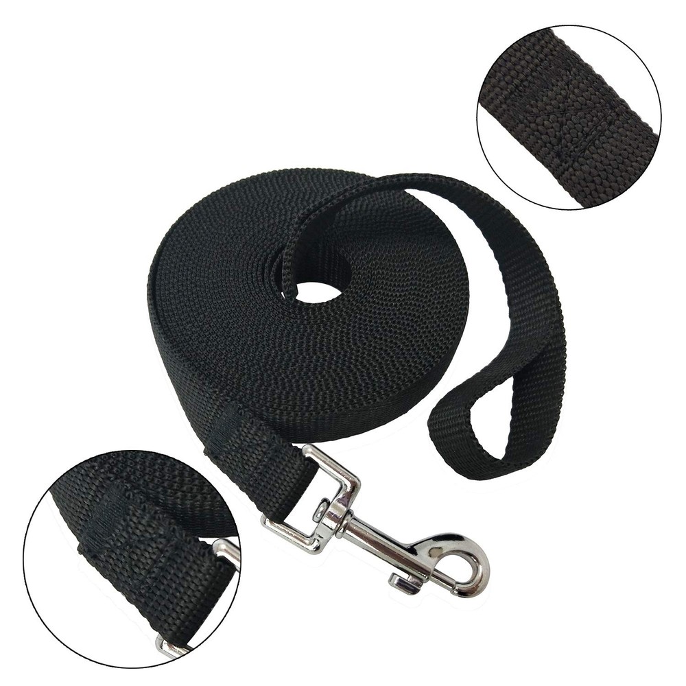 20ft Nylon Training Dog Leash for Small Medium Large Dogs Black