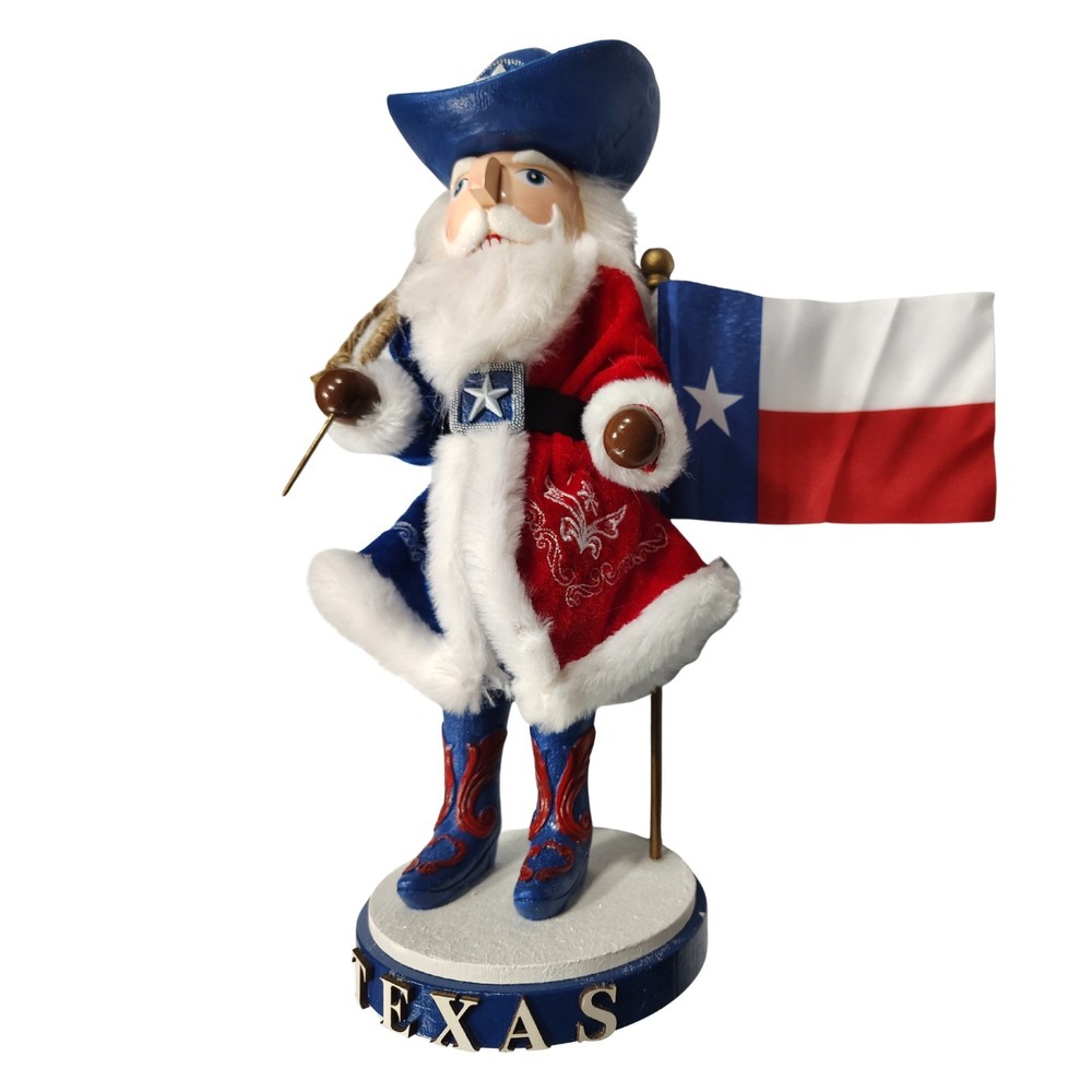 Texas Lonestar Santa Nutcracker 15 Inch