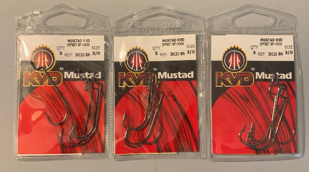 3 Packs Mustad KVD Offset Soft Plastics Hooks 3/0
