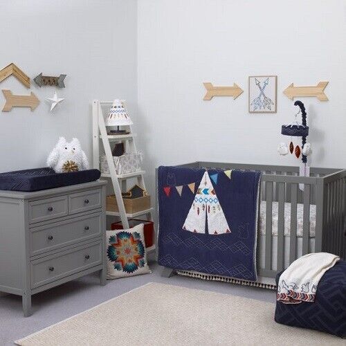 NoJo Teepee 5-Pc Convertible Crib Bedding Set Includes Mobile *New*