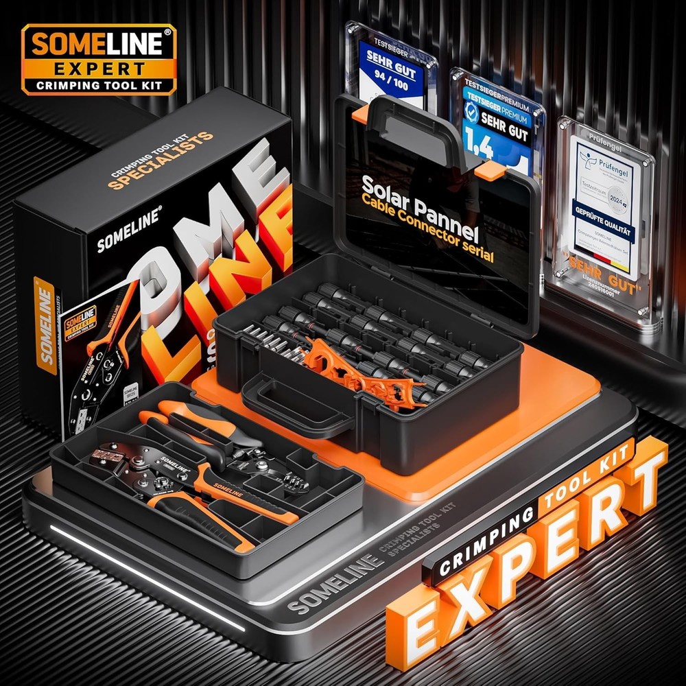 Solar Connector Crimping Tool Kit with MC4 Connectors