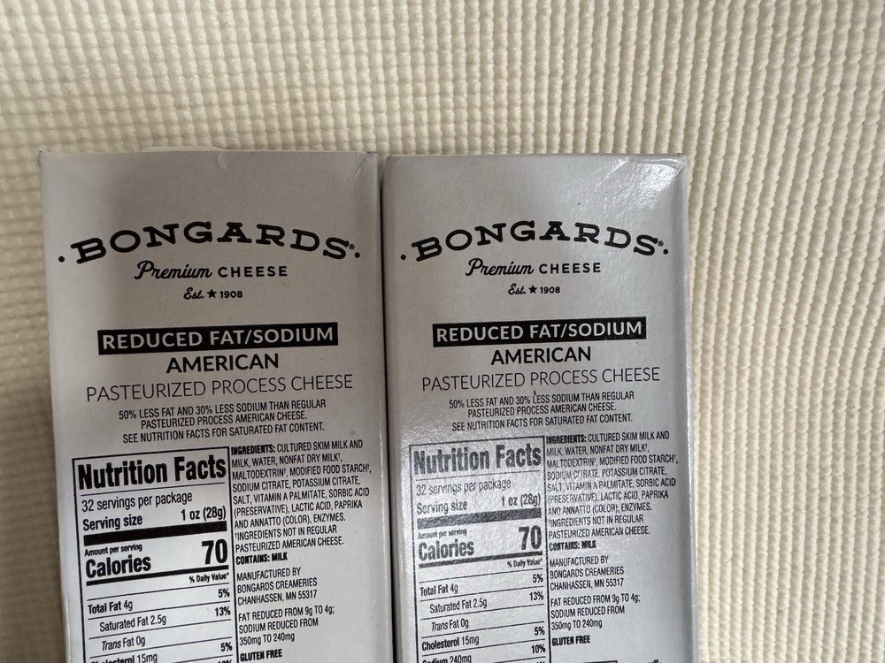 Bongards Premium American Cheese Pasteurized Process 2 Pack (4 lbs) Government
