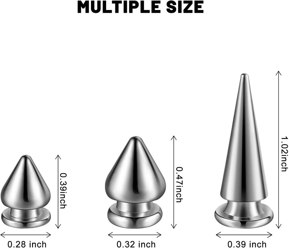 170 Pieces Multiple Sizes Cone Spikes Screwback Studs Rivets Large Medium Small