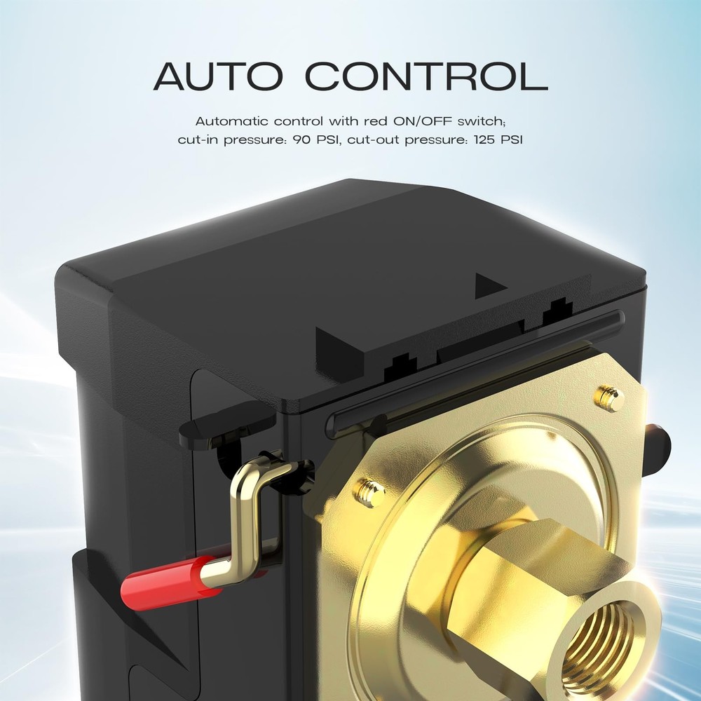 Air Compressor Pressure Switch, cnaodun 90-125 PSI 26A Switch...