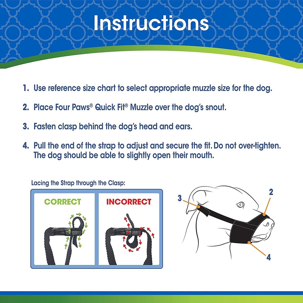 New In Package Four Paws Walk-About Quick-Fit Dog Muzzle 0-XX-Small