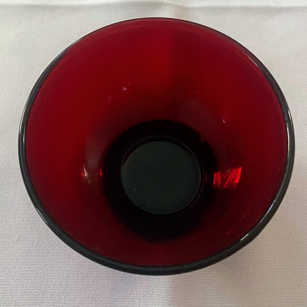 Vintage Footed Ruby Red Anchor Hocking Glass Fruit/Sherbert Bowls 3 1/2”