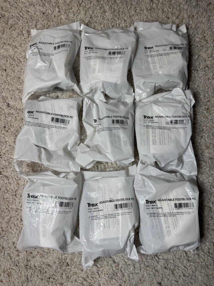 9~Trex Adjustable Footblock PC For Transcend or Enhanced WHITE~SEALED ~WTFTBLKPC
