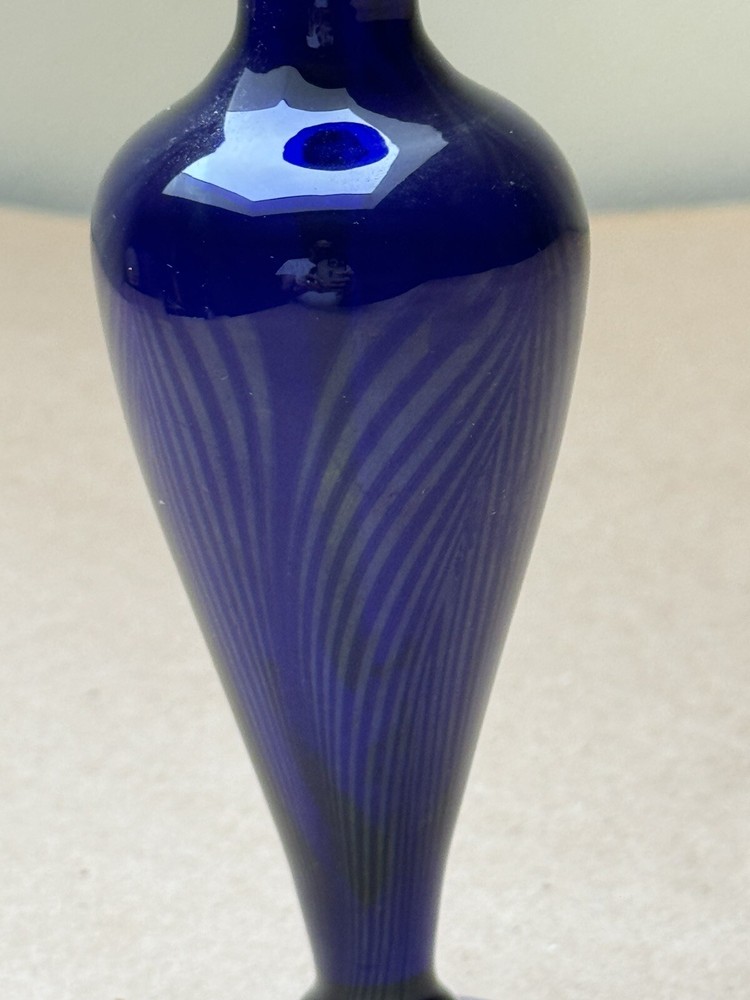 Lundberg Studios Cobalt Blue Feather Perfume Bottle