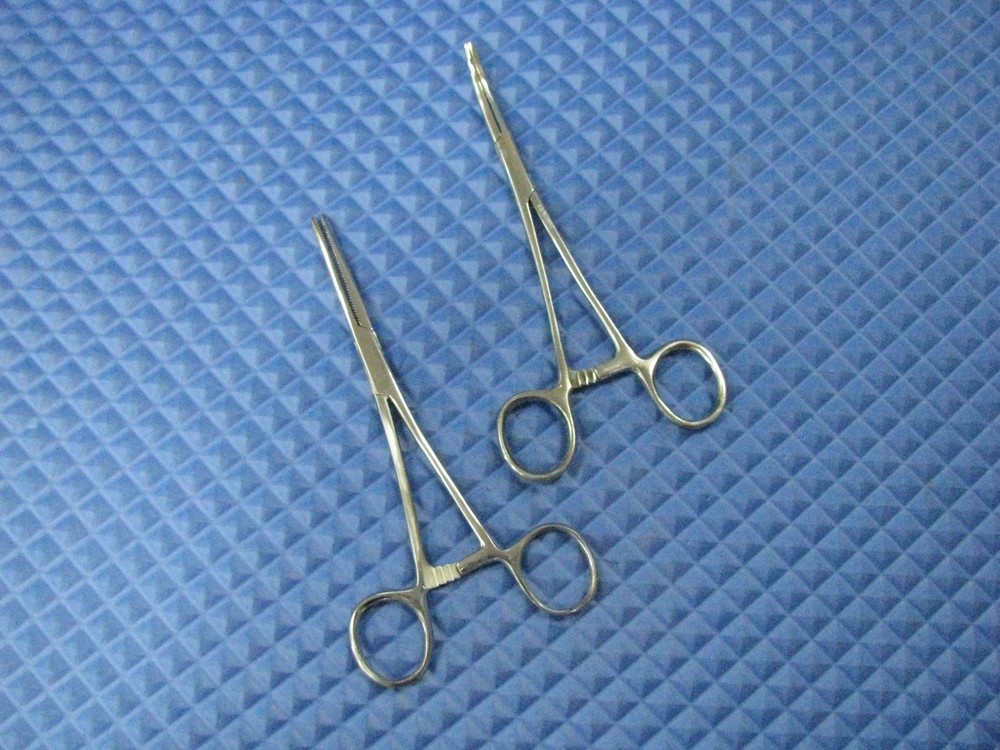 Fisherman's 6" Self-Locking Forceps Straight & Curved 2 PACK