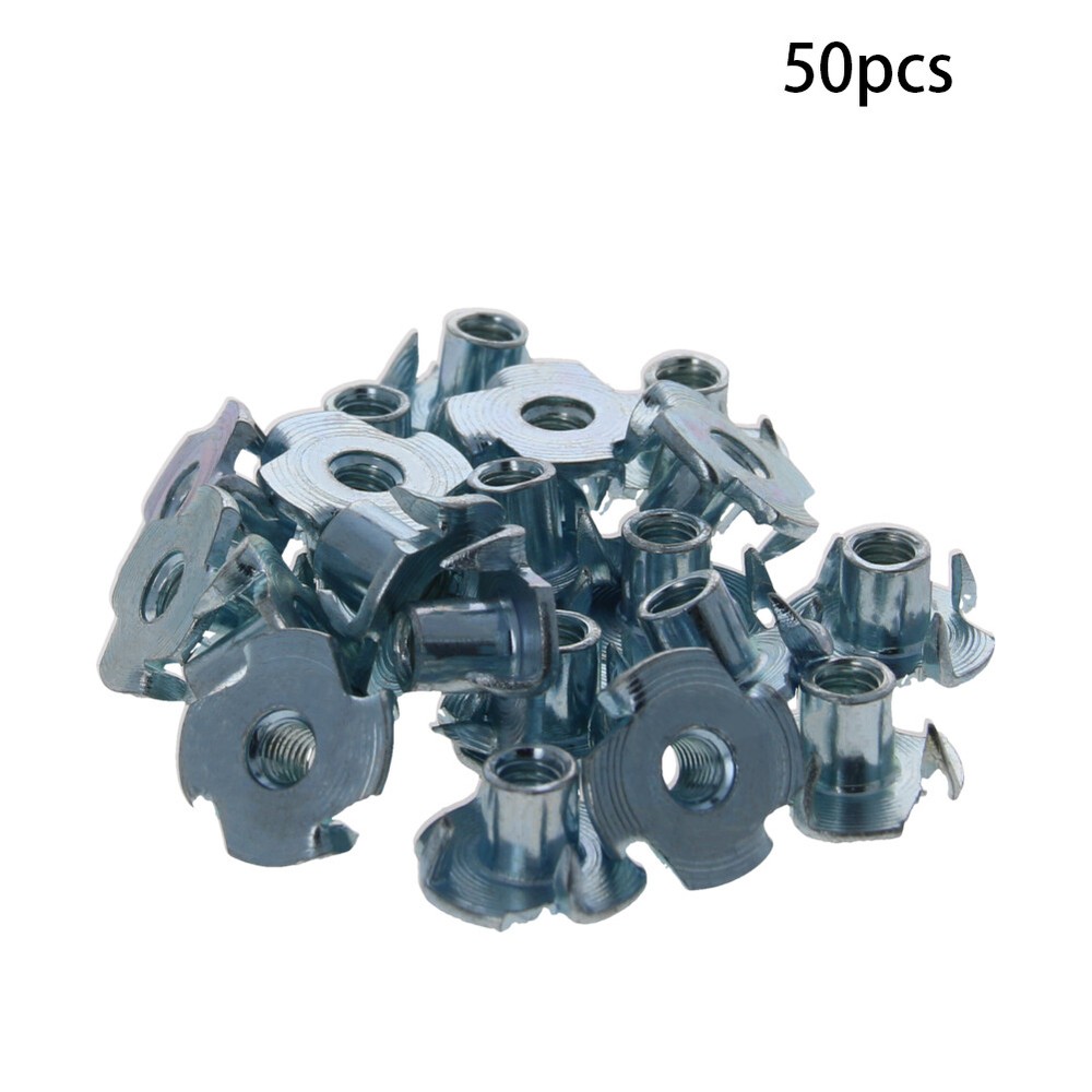 Tee Nuts 4 Prong Full teeth T-Nut Zinc Plated Threaded Insert Tee Blind Nuts